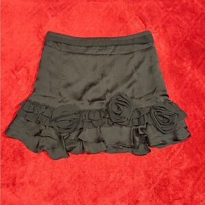 Ryu Black Skirt w/ Ruffles & Fabric Roses
